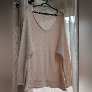 Free People Cream V-Neck Sweater